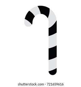 A black and white silhouette christmas candy cane