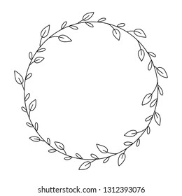 Black and white silhouette circular laurel foliate and wreath. Design element for invitations, quotes, greeting cards, blogs and more.