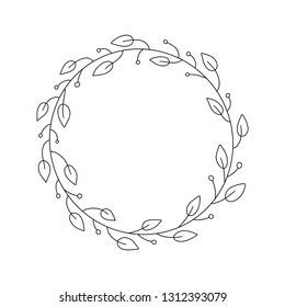 Black and white silhouette circular laurel foliate and wreath. Design element for invitations, quotes, greeting cards, blogs and more.