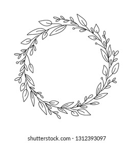 Black and white silhouette circular laurel foliate and wreath. Design element for invitations, quotes, greeting cards, blogs and more.