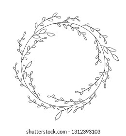 Black and white silhouette circular laurel foliate and wreath. Design element for invitations, quotes, greeting cards, blogs and more.