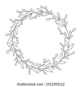 Black and white silhouette circular laurel foliate and wreath. Design element for invitations, quotes, greeting cards, blogs and more.