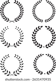 Black and white silhouette circular laurel foliate