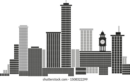 Black and white silhouette of the city