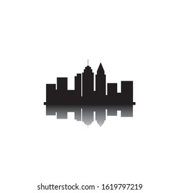 Black and white silhouette of city. Vector simple.