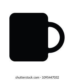 A black and white silhouette of a coffee mug