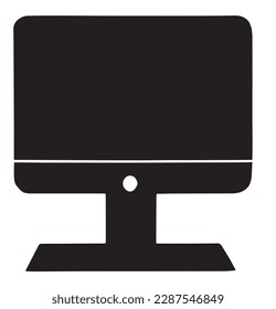 black and white silhouette of computer vector