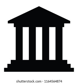 A black and white silhouette of a courthouse