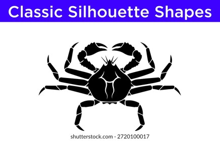 Silueta en blanco y negro de un Vector de cangrejo