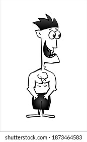 black and white silhouette of a crazy guy in black shorts