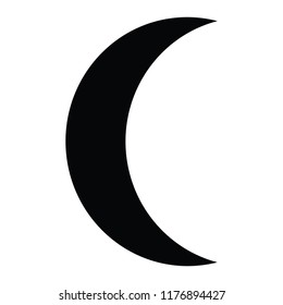 A black and white silhouette of a crescent moon