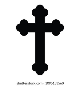 A black and white silhouette of a cross