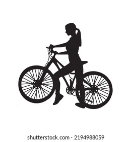 Black and white silhouette cyclist . Dynamical concept design cover flyer poster leaflet banner label sport fitness club. Sportwear clothes. Vector cartoon illustration