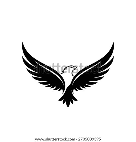 Black and white silhouette of an eagle with wings spread wide