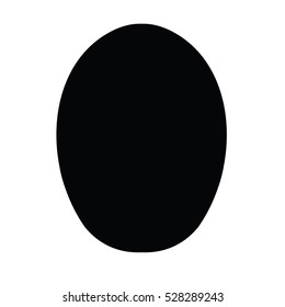 A black and white silhouette of an egg