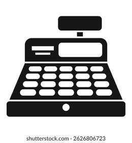 Black and white silhouette of an electronic cash register, ready to process transactions
