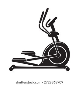 Silhueta em preto e branco de uma máquina de exercício elíptico para fitness