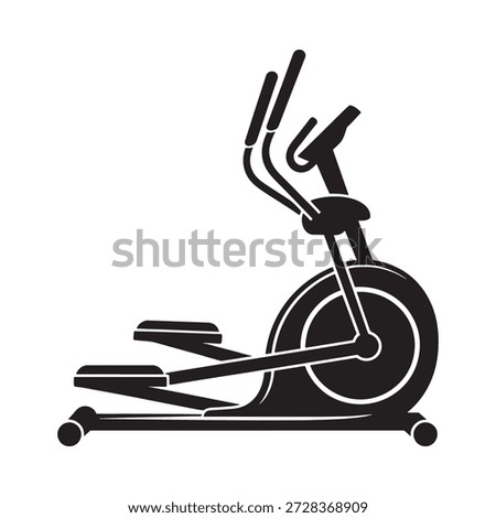 Black and white silhouette of an elliptical exercise machine for fitness