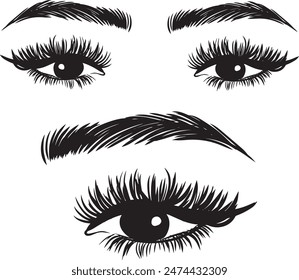 black and white silhouette of female eye. 