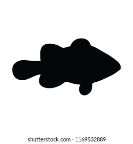A black and white silhouette of a fish