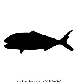 A black and white silhouette of a fish