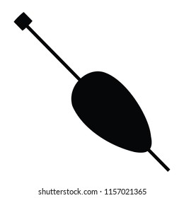 A black and white silhouette of a fishing float