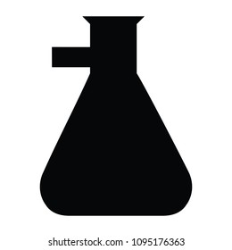 A black and white silhouette of a flask