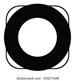 A black and white silhouette of a flotation ring