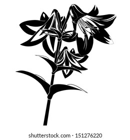 Black White Silhouette Flower Vector Illustration Stock Vector (Royalty ...