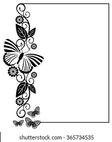 Black White Silhouette Frame Butterflies Stock Vector (Royalty Free ...