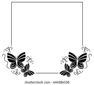 Black White Silhouette Frame Butterflies Vector Stock Vector (royalty 