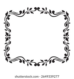 Black and white silhouette frame. Copy space. Vector clip art.