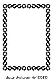 Black and white silhouette frame with decorative flowers. Vector clip art.