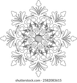 Black and white  silhouette geometric mandala background Round ornament decoration isolated design element floral mandala sketch pattern for coloring page.