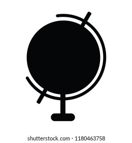A black and white silhouette of a globe