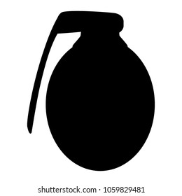 A black and white silhouette of a grenade