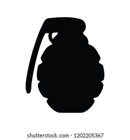 A black and white silhouette of a grenade