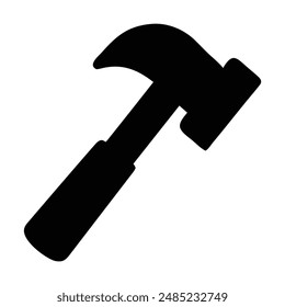 Black and white silhouette of a hammer. Vector illustration