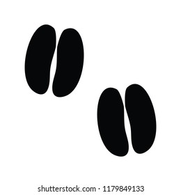 A black and white silhouette of a hoof print