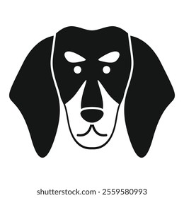 Black and white silhouette icon of a dachshund dog breed looking forward