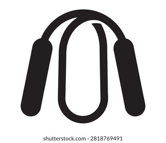 Black and white silhouette icon of a jump rope with skipping exercise equipment activity silhouette training lifestyle wellness childhood recreation physical minimalist ropework endurance