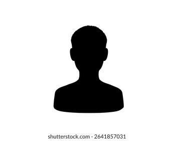 Black and white silhouette illustration of a boy with stylish short hair, 