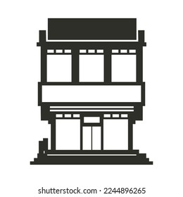 black and white silhouette image for map icon, office shaped icon such as bank and company office. can also be used for buttons or website elements. This office icon image is a choice from other image
