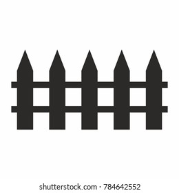 Black and white silhouette and isolated picket wooden fence