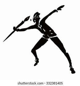 black and white silhouette journalist throwing the pen, white background , isolated illustration