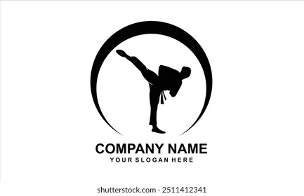 black and white silhouette of karate sport