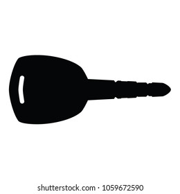 A black and white silhouette of a key