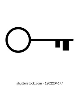 A black and white silhouette of a key