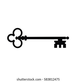 A black and white silhouette of a key
