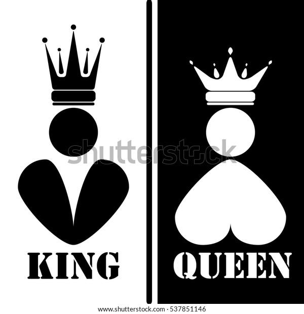 Black White Silhouette King Queen Royal Stock Vector (Royalty Free